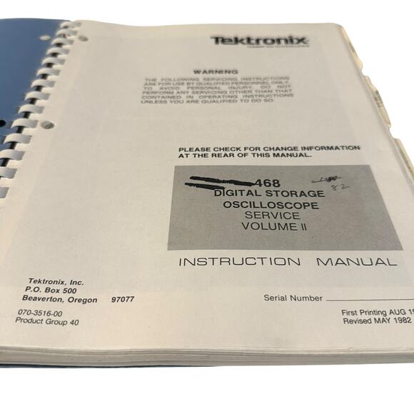 Tektronix 468 Oscilloscope Service Manual Volume 2 - Picture 2 of 3
